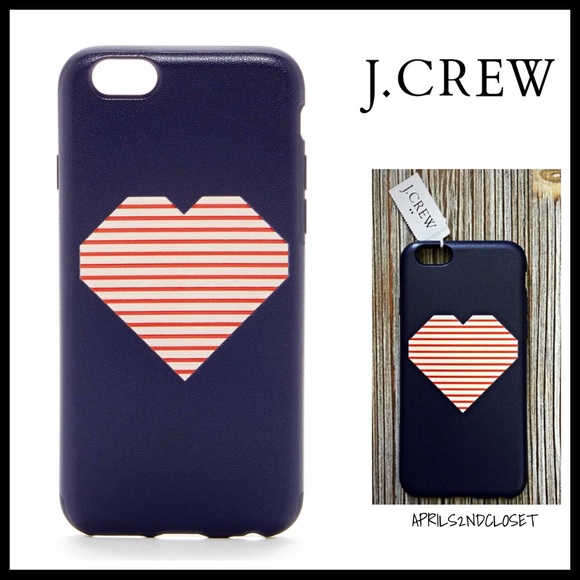J. Crew Accessories - J. CREW NAVY BLUE STRIPED HEART IPHONE 6 CASE